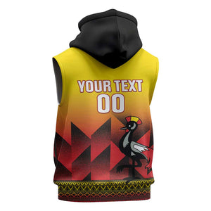 Afro Basketball Custom Uganda Sleeveless Zip Hoodie Come On Silverbacks African Pattern - African Pride