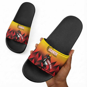 Uganda Basketball Custom Slide Sandals Come On Silverbacks African Pattern