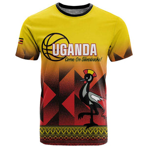 Afro Basketball Custom Uganda T shirt Come On Silverbacks African Pattern - African Pride