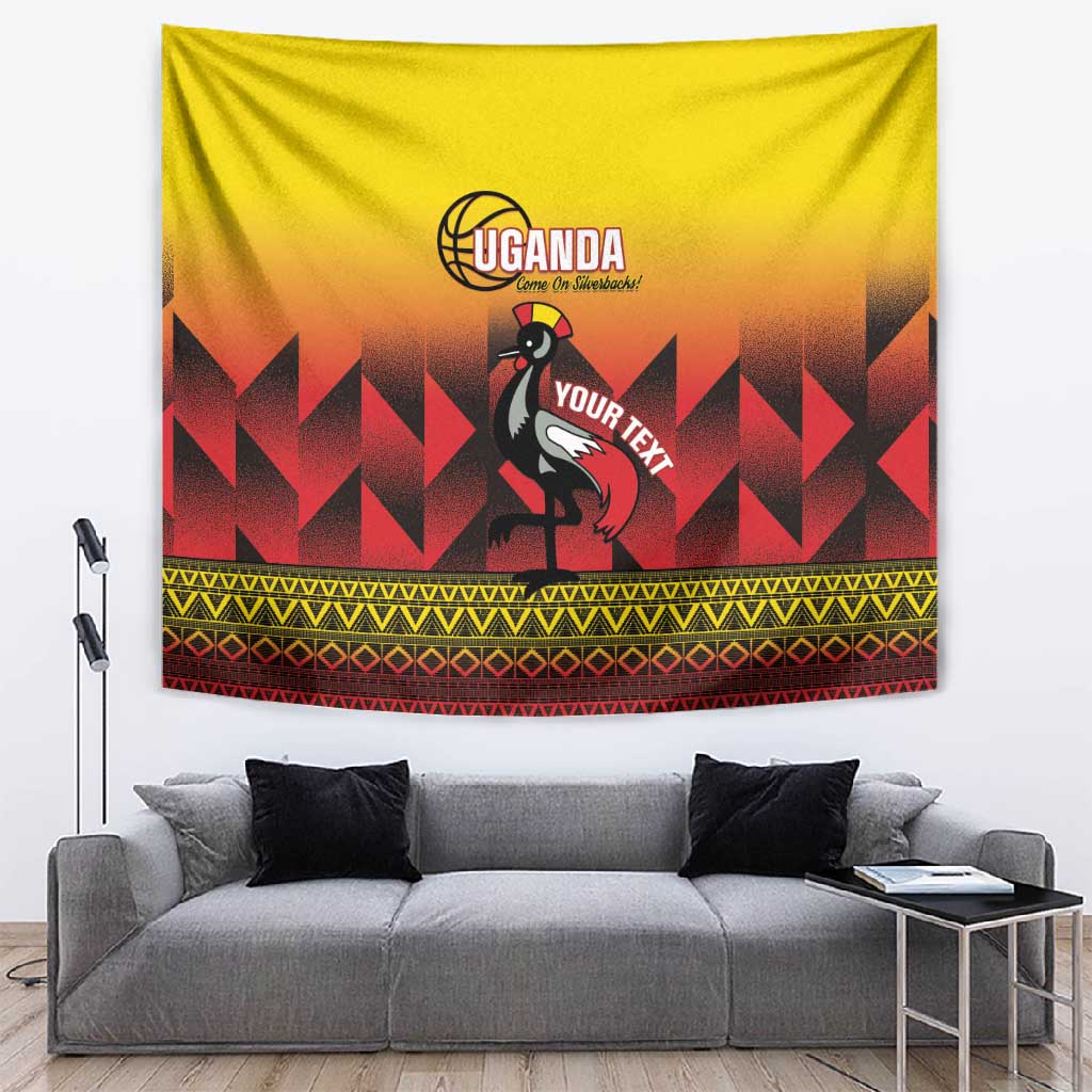 Afro Basketball Custom Uganda Tapestry Come On Silverbacks African Pattern - African Pride