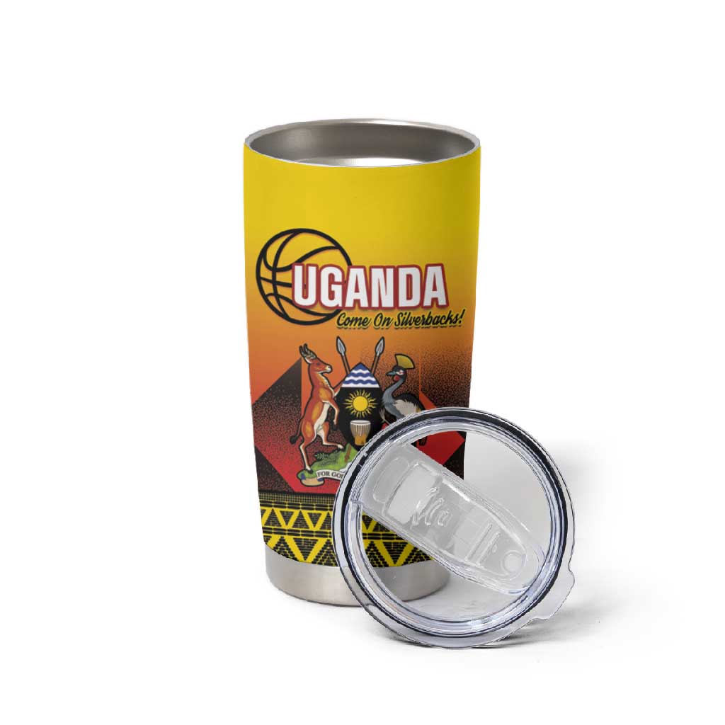 Afro Basketball Custom Uganda Tumbler Cup Come On Silverbacks African Pattern - African Pride
