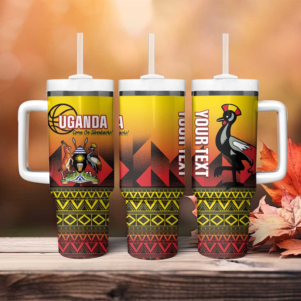Afro Basketball Custom Uganda Tumbler With Handle Come On Silverbacks African Pattern - African Pride