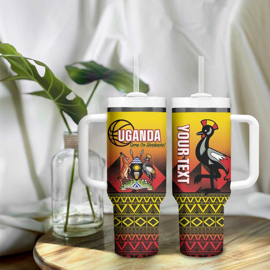 Afro Basketball Custom Uganda Tumbler With Handle Come On Silverbacks African Pattern - African Pride