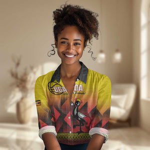 Afro Basketball Custom Uganda Women Casual Shirt Come On Silverbacks African Pattern - African Pride