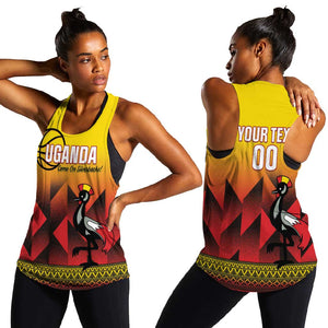 Afro Basketball Custom Uganda Women Racerback Tank Come On Silverbacks African Pattern - African Pride