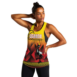Afro Basketball Custom Uganda Women Racerback Tank Come On Silverbacks African Pattern - African Pride
