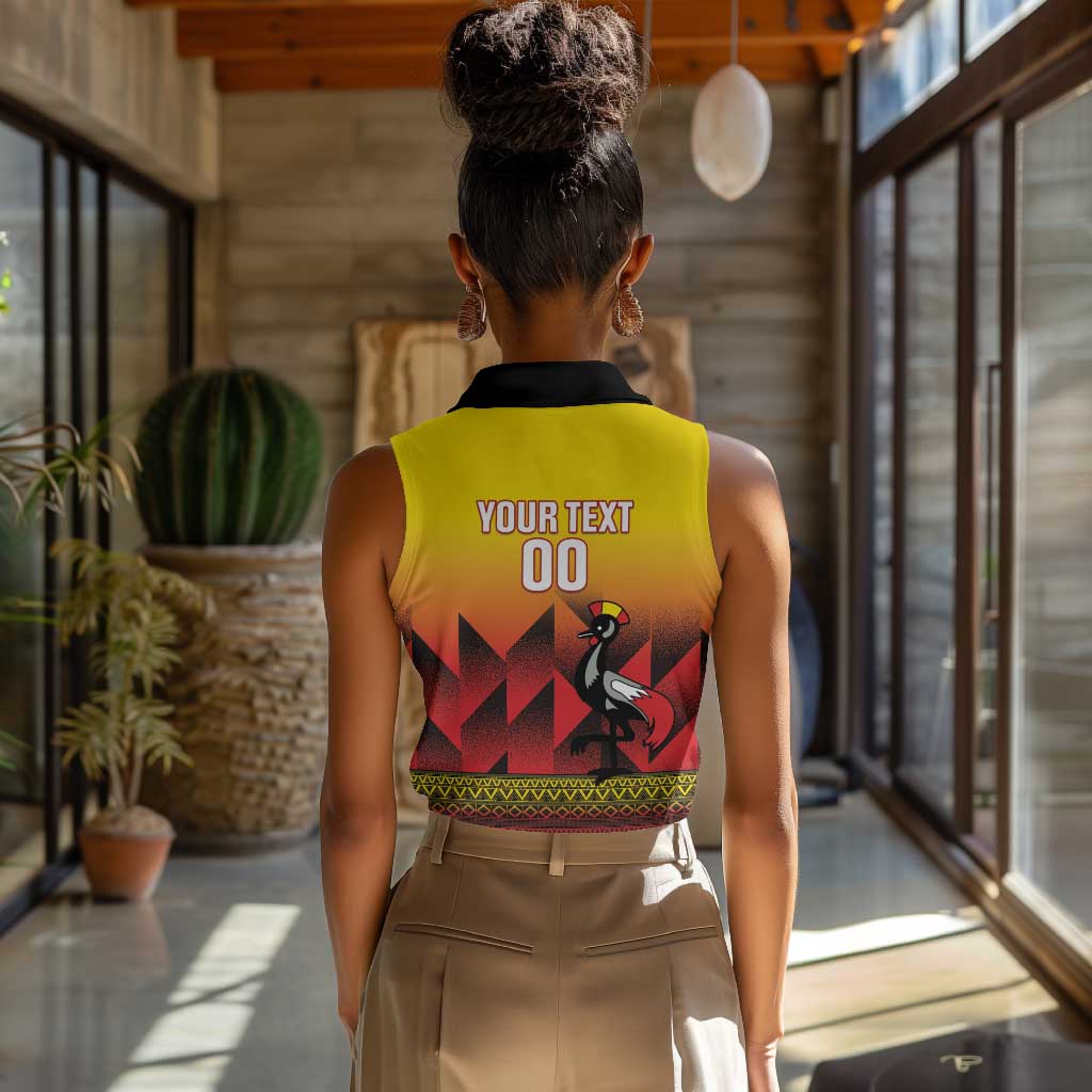 Afro Basketball Custom Uganda Women Sleeveless Polo Shirt Come On Silverbacks African Pattern - African Pride