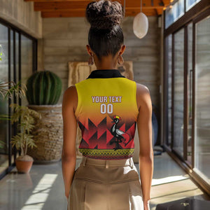 Afro Basketball Custom Uganda Women Sleeveless Polo Shirt Come On Silverbacks African Pattern - African Pride