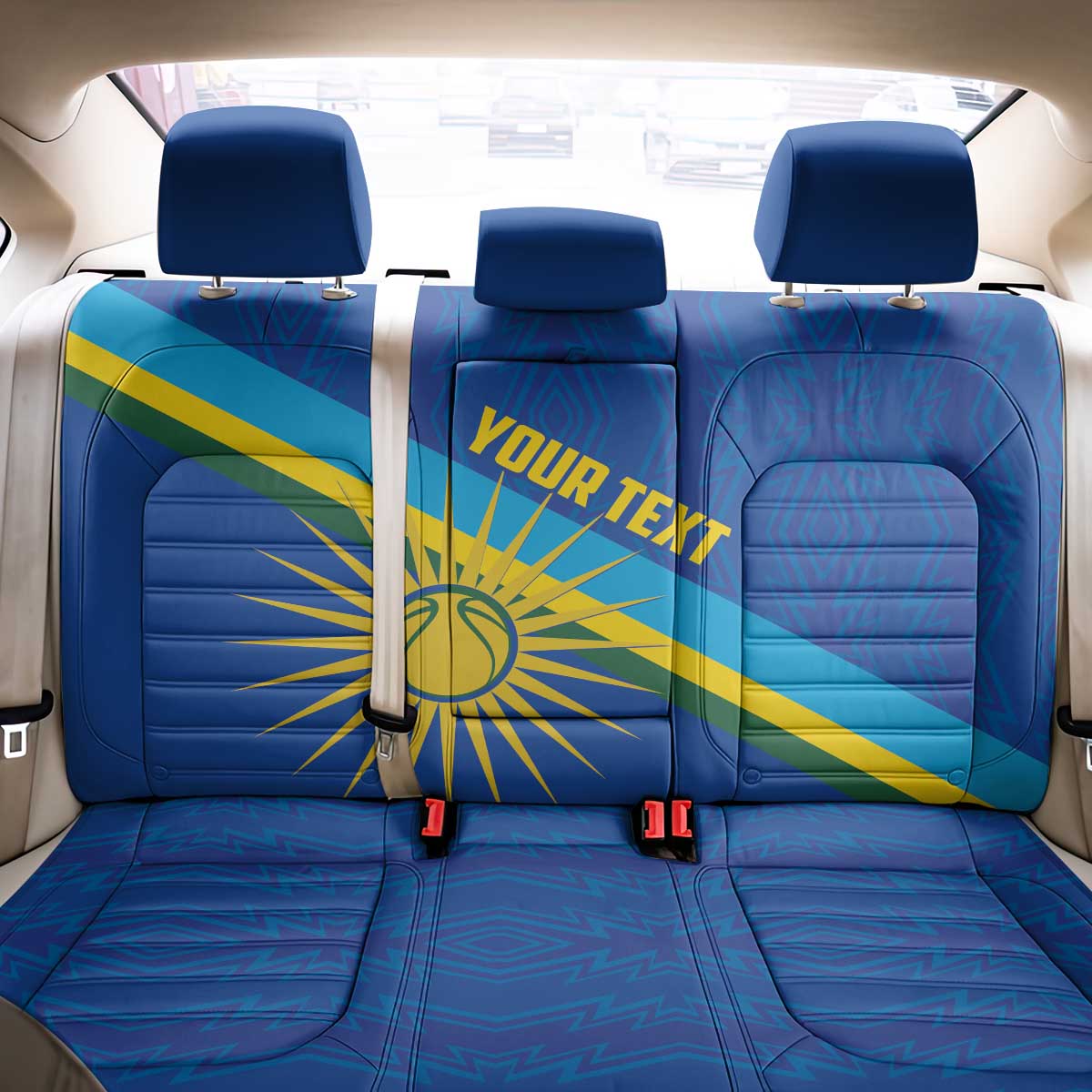 Afro Basketball Custom Rwanda Back Car Seat Cover Go Champions Imigongo Folk Pattern - African Pride