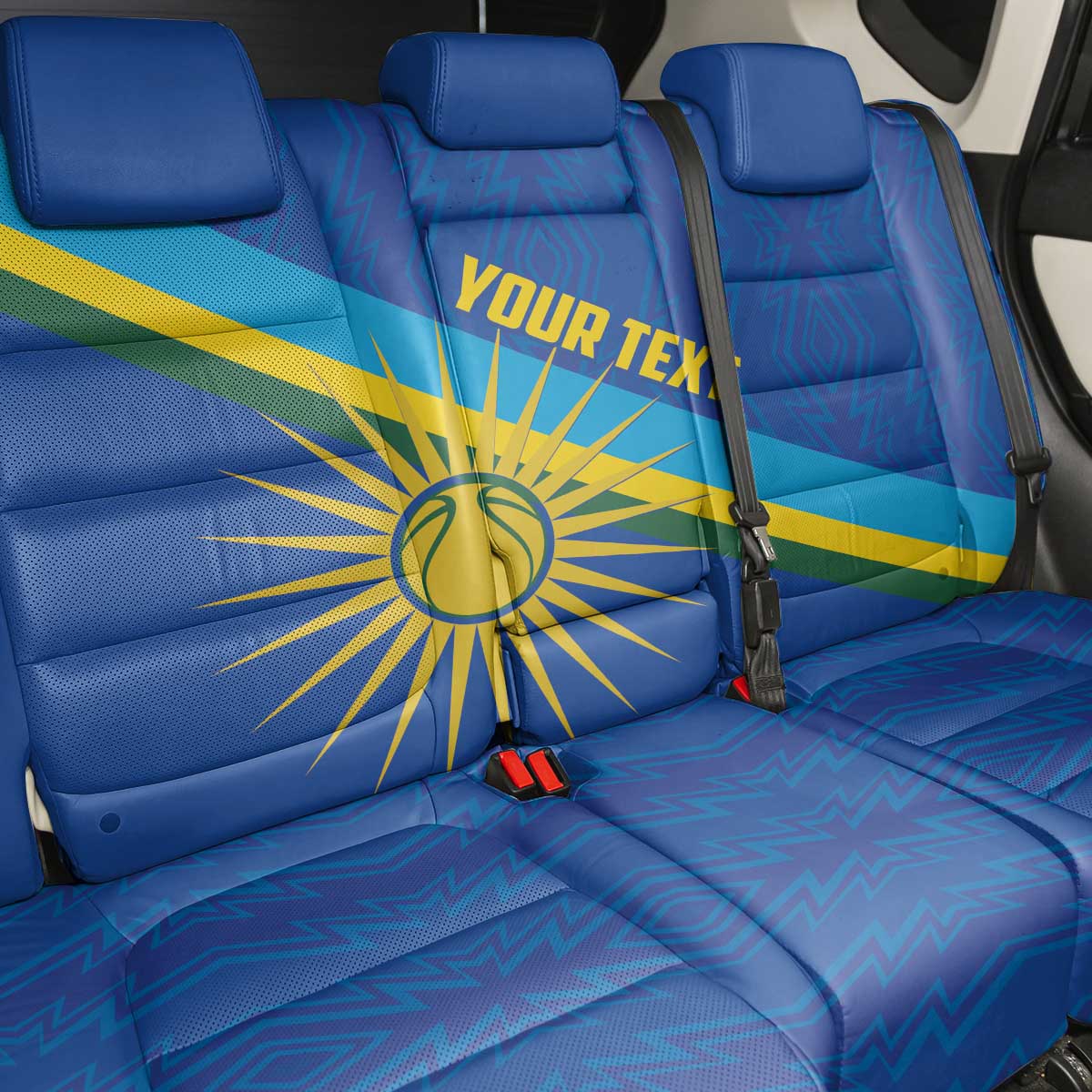 Afro Basketball Custom Rwanda Back Car Seat Cover Go Champions Imigongo Folk Pattern - African Pride