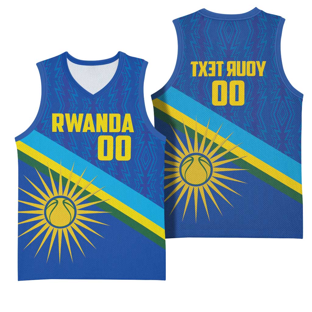 Afro Basketball Custom Rwanda Basketball Jersey Go Champions Imigongo Folk Pattern - African Pride