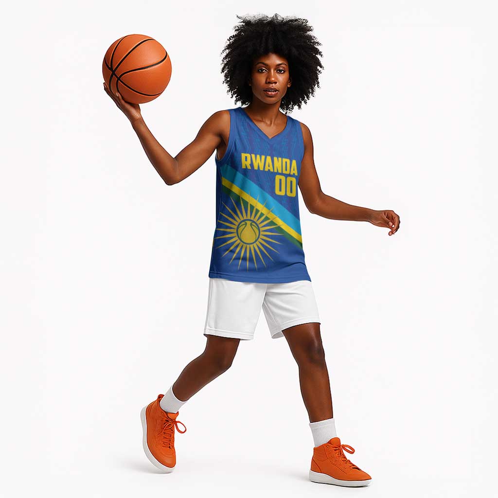 Afro Basketball Custom Rwanda Basketball Jersey Go Champions Imigongo Folk Pattern - African Pride