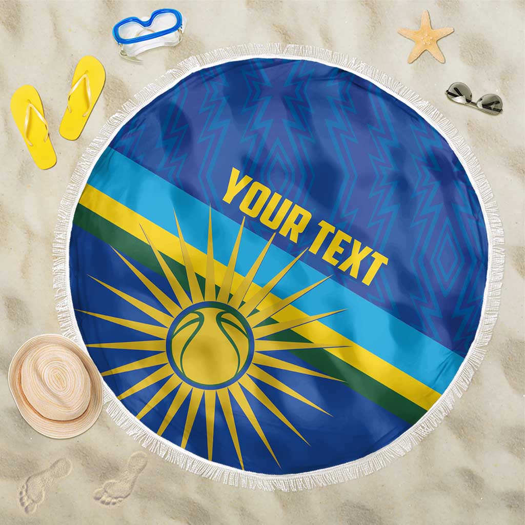 Afro Basketball Custom Rwanda Beach Blanket Go Champions Imigongo Folk Pattern - African Pride