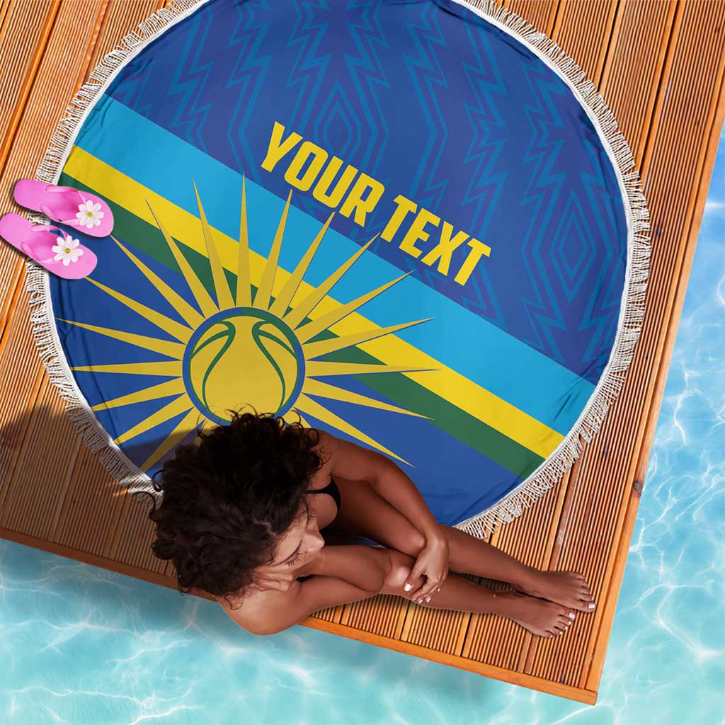 Afro Basketball Custom Rwanda Beach Blanket Go Champions Imigongo Folk Pattern - African Pride