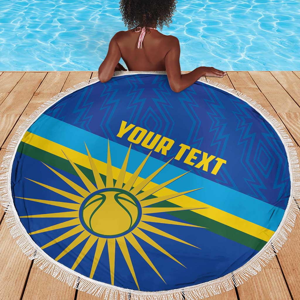 Afro Basketball Custom Rwanda Beach Blanket Go Champions Imigongo Folk Pattern - African Pride