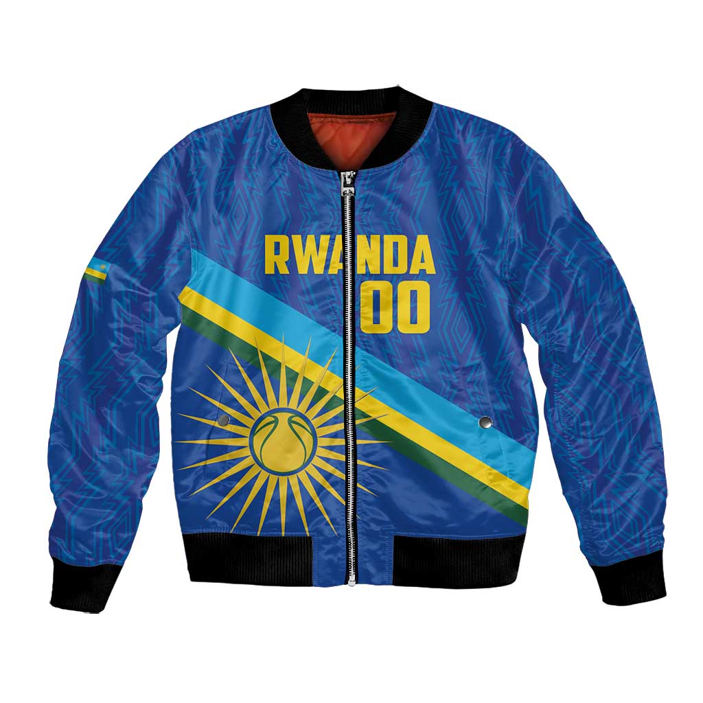 Afro Basketball Custom Rwanda Bomber Jacket Go Champions Imigongo Folk Pattern - African Pride