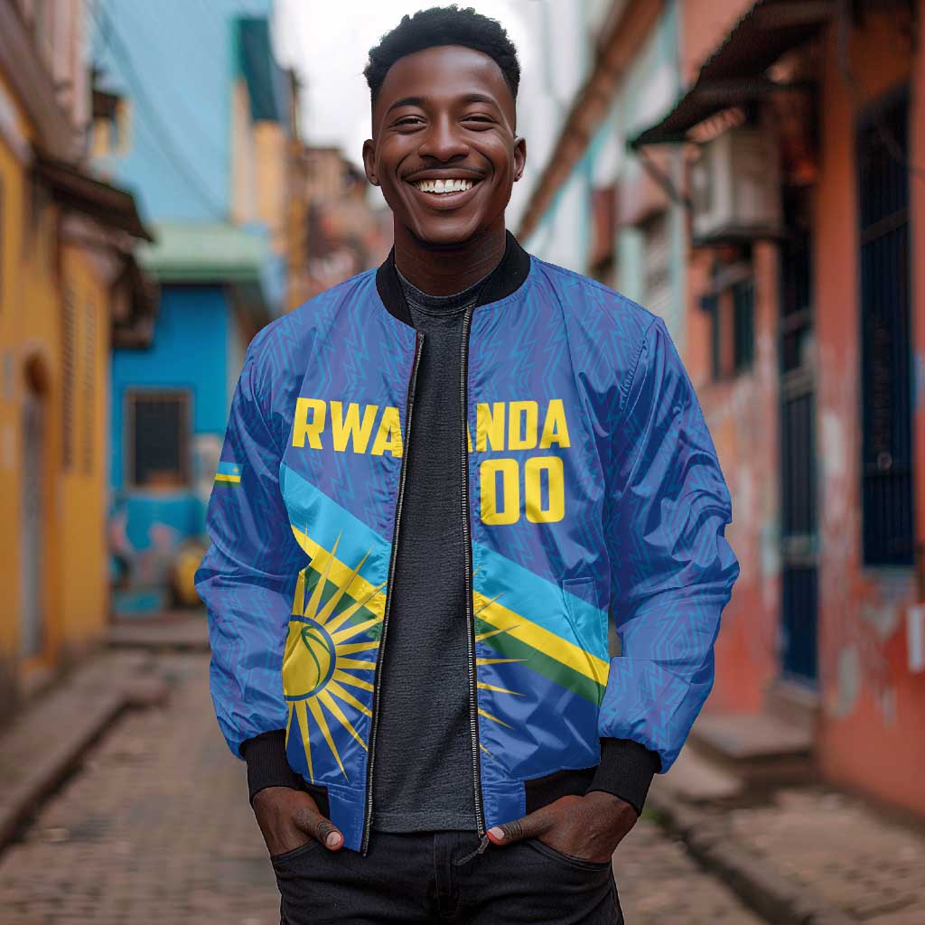 Afro Basketball Custom Rwanda Bomber Jacket Go Champions Imigongo Folk Pattern - African Pride