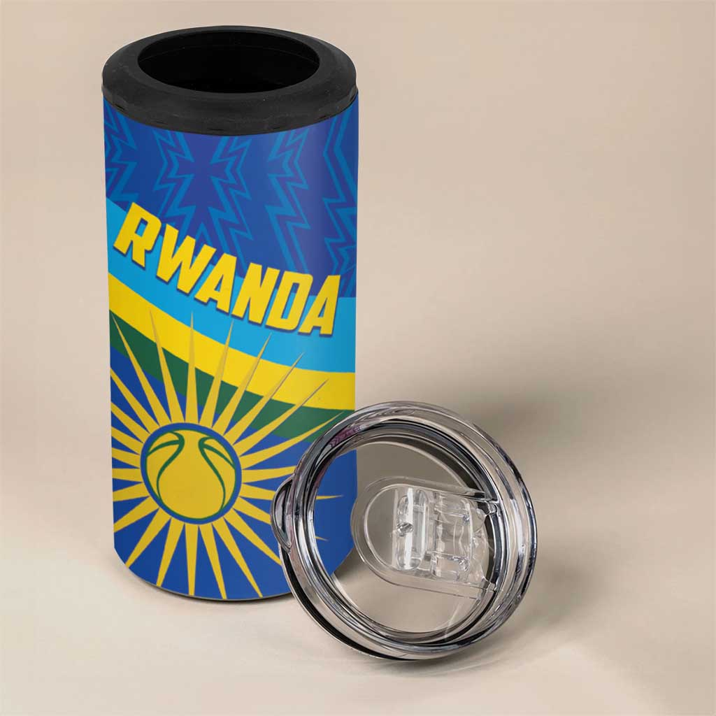 Afro Basketball Custom Rwanda 4 in 1 Can Cooler Tumbler Go Champions Imigongo Folk Pattern - African Pride