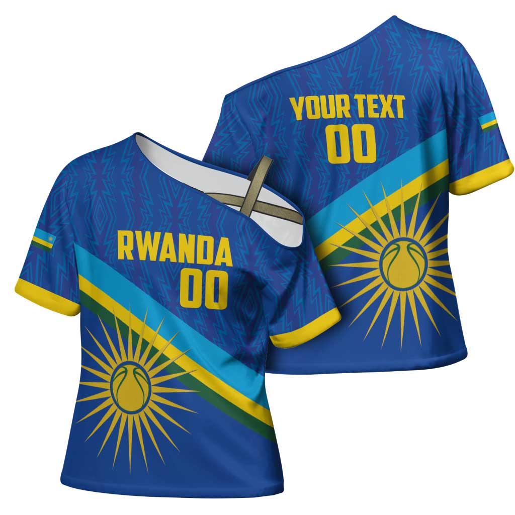 Rwanda Basketball Custom Cross Shoulder Shirt Go Champions Imigongo Folk Pattern