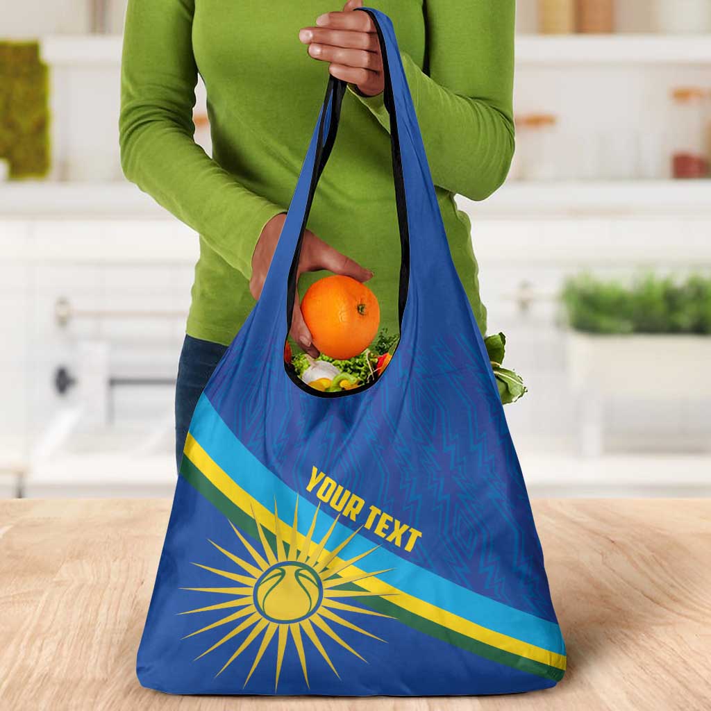 Afro Basketball Custom Rwanda Grocery Bag Go Champions Imigongo Folk Pattern - African Pride