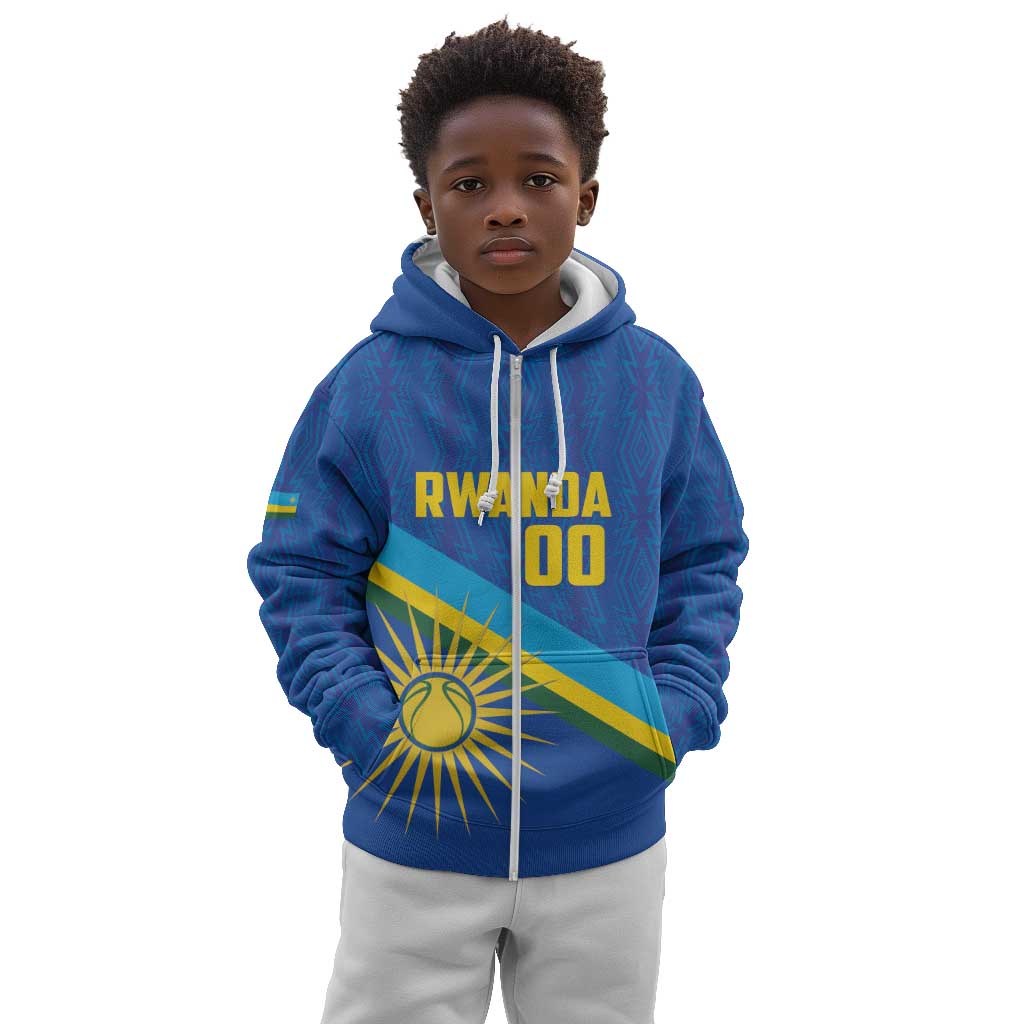 Afro Basketball Custom Rwanda Kid Hoodie Go Champions Imigongo Folk Pattern - African Pride