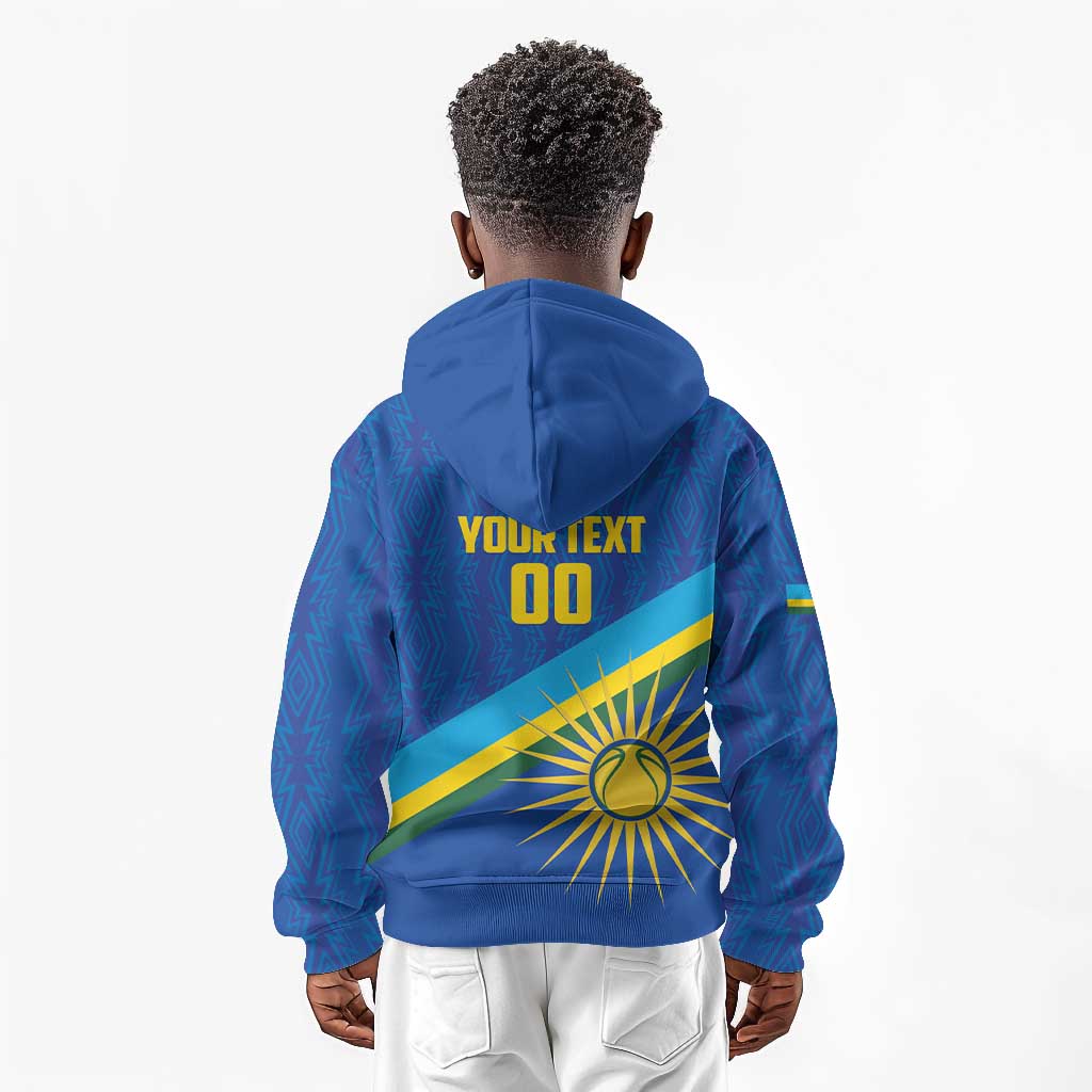 Afro Basketball Custom Rwanda Kid Hoodie Go Champions Imigongo Folk Pattern - African Pride