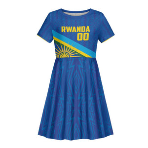 Afro Basketball Custom Rwanda Kid Short Sleeve Dress Go Champions Imigongo Folk Pattern - African Pride