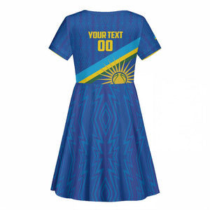 Afro Basketball Custom Rwanda Kid Short Sleeve Dress Go Champions Imigongo Folk Pattern - African Pride