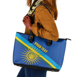 Afro Basketball Custom Rwanda Leather Tote Bag Go Champions Imigongo Folk Pattern - African Pride
