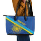 Afro Basketball Custom Rwanda Leather Tote Bag Go Champions Imigongo Folk Pattern - African Pride