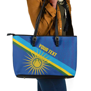 Afro Basketball Custom Rwanda Leather Tote Bag Go Champions Imigongo Folk Pattern - African Pride
