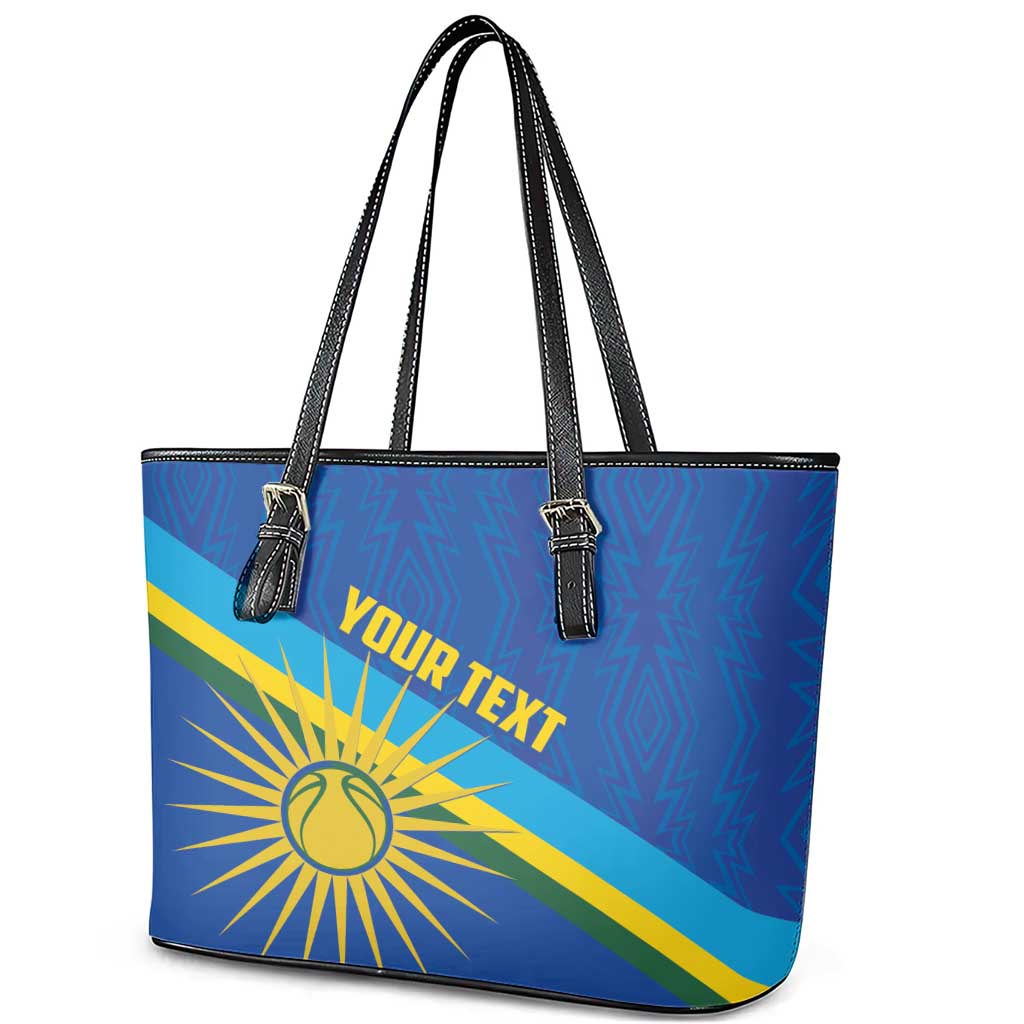 Afro Basketball Custom Rwanda Leather Tote Bag Go Champions Imigongo Folk Pattern - African Pride
