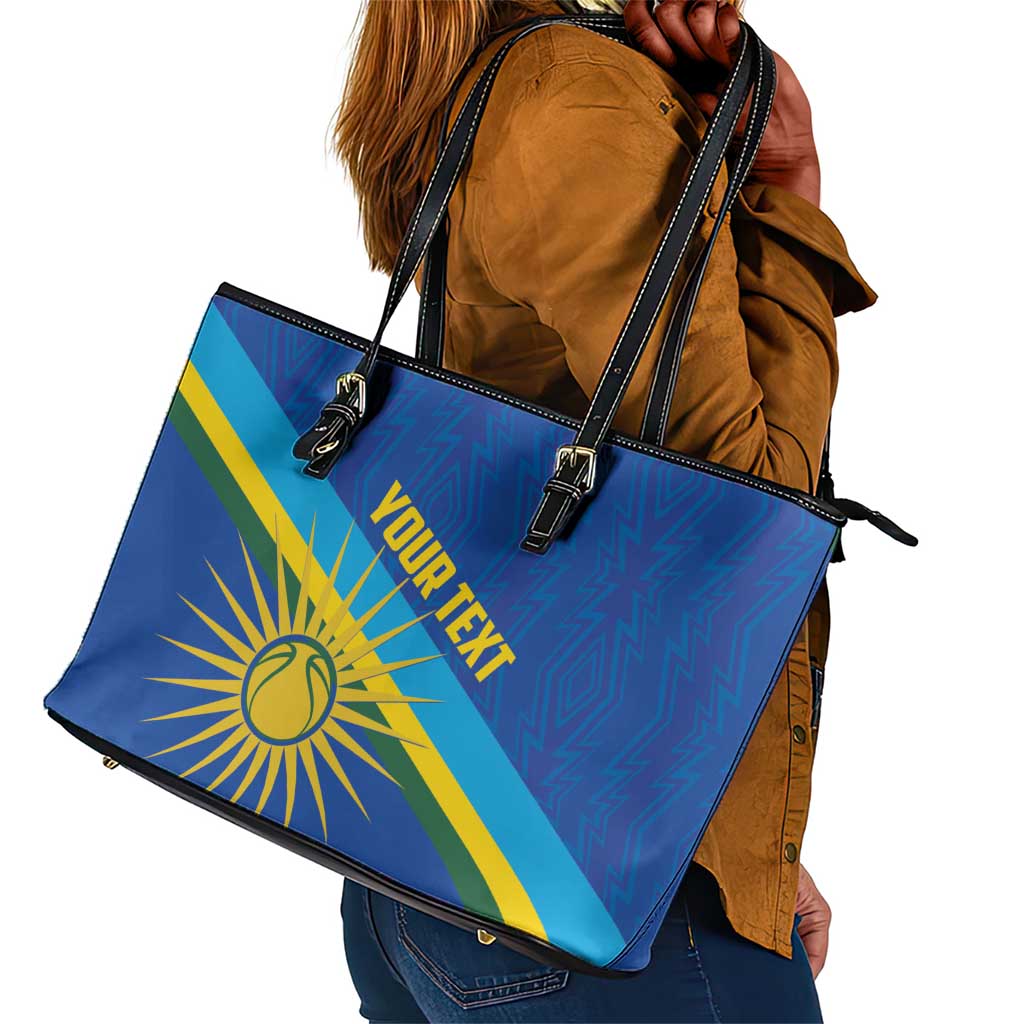 Afro Basketball Custom Rwanda Leather Tote Bag Go Champions Imigongo Folk Pattern - African Pride