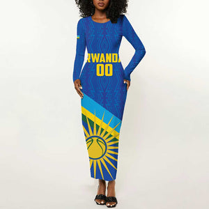 Afro Basketball Custom Rwanda Long Sleeve Bodycon Dress Go Champions Imigongo Folk Pattern - African Pride