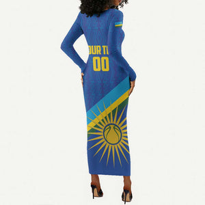 Afro Basketball Custom Rwanda Long Sleeve Bodycon Dress Go Champions Imigongo Folk Pattern - African Pride