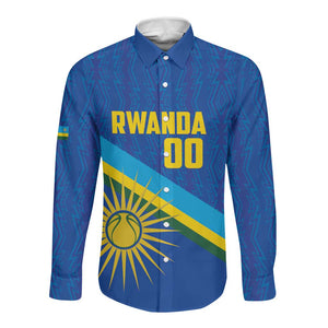 Afro Basketball Custom Rwanda Long Sleeve Button Shirt Go Champions Imigongo Folk Pattern - African Pride