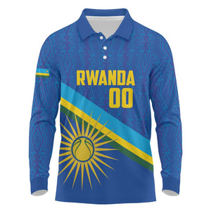 Afro Basketball Custom Rwanda Long Sleeve Polo Shirt Go Champions Imigongo Folk Pattern - African Pride