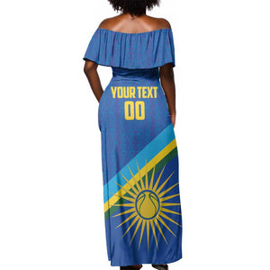Afro Basketball Custom Rwanda Off Shoulder Maxi Dress Go Champions Imigongo Folk Pattern - African Pride