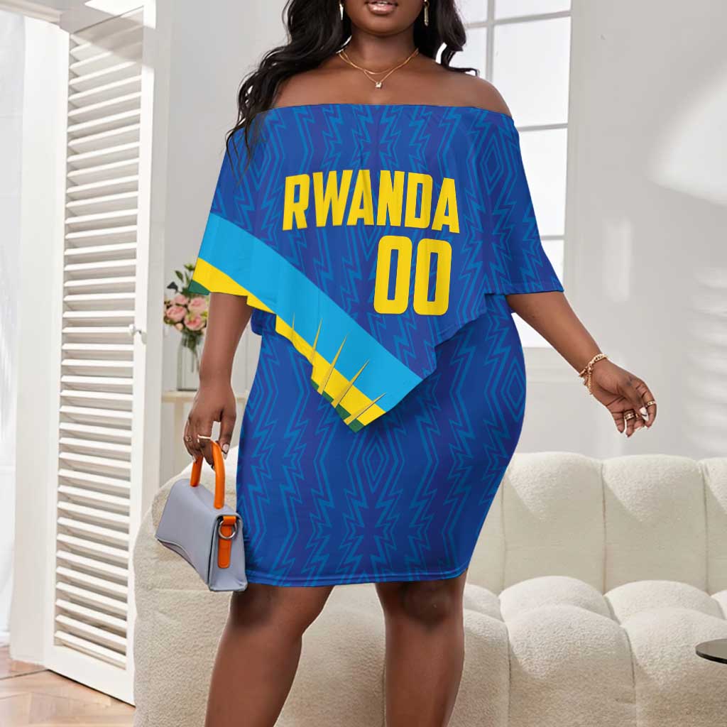 Afro Basketball Custom Rwanda Off Shoulder Short Dress Go Champions Imigongo Folk Pattern - African Pride