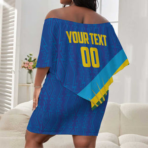 Afro Basketball Custom Rwanda Off Shoulder Short Dress Go Champions Imigongo Folk Pattern - African Pride