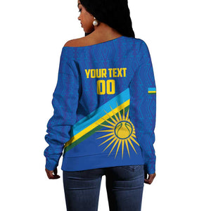 Afro Basketball Custom Rwanda Off Shoulder Sweater Go Champions Imigongo Folk Pattern - African Pride