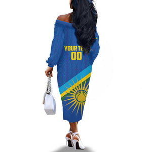Afro Basketball Custom Rwanda Off The Shoulder Long Sleeve Dress Go Champions Imigongo Folk Pattern - African Pride