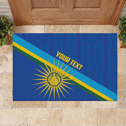 Afro Basketball Custom Rwanda Rubber Doormat Go Champions Imigongo Folk Pattern - African Pride