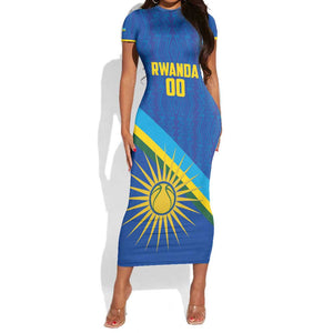 Afro Basketball Custom Rwanda Short Sleeve Bodycon Dress Go Champions Imigongo Folk Pattern - African Pride
