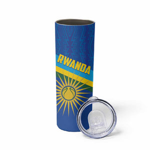Afro Basketball Custom Rwanda Skinny Tumbler Go Champions Imigongo Folk Pattern - African Pride