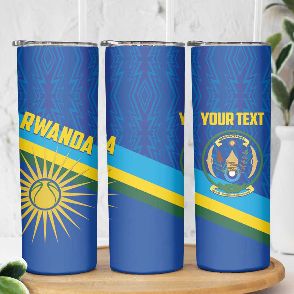Afro Basketball Custom Rwanda Skinny Tumbler Go Champions Imigongo Folk Pattern - African Pride
