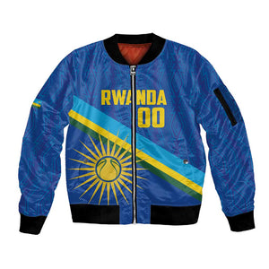 Afro Basketball Custom Rwanda Sleeve Zip Bomber Jacket Go Champions Imigongo Folk Pattern - African Pride