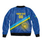 Afro Basketball Custom Rwanda Sleeve Zip Bomber Jacket Go Champions Imigongo Folk Pattern - African Pride