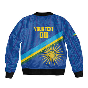 Afro Basketball Custom Rwanda Sleeve Zip Bomber Jacket Go Champions Imigongo Folk Pattern - African Pride