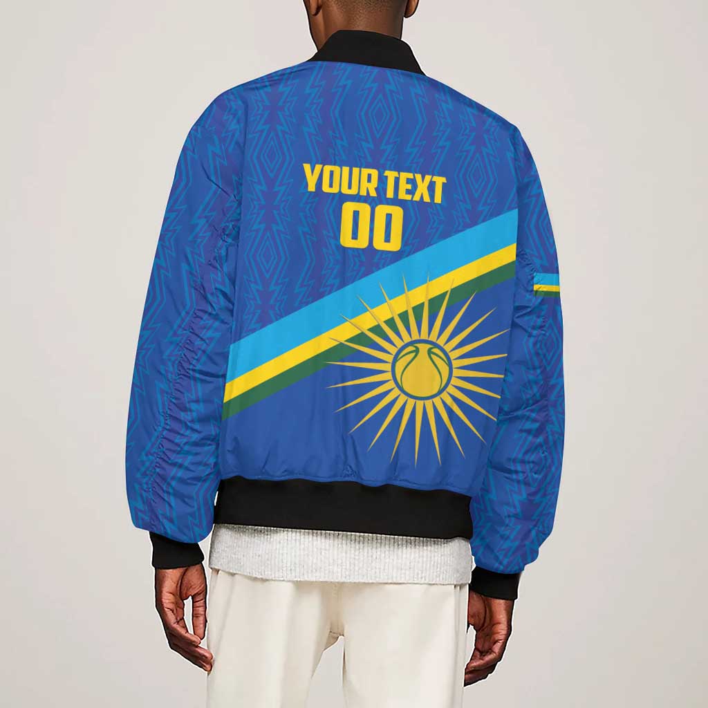 Afro Basketball Custom Rwanda Sleeve Zip Bomber Jacket Go Champions Imigongo Folk Pattern - African Pride